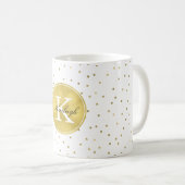 Gold Glitz Confetti Stippen Monogram Koffiemok (Voorkant rechts)