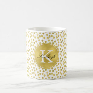 Gold Glitz Confetti Stippen Monogram Koffiemok