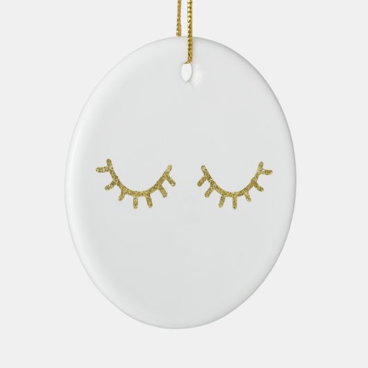Gold Glitz Eyelashes Keramisch Ornament (Rechts)