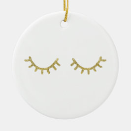 Gold Glitz Eyelashes Keramisch Ornament