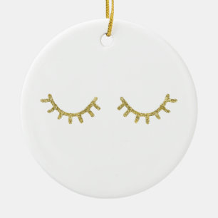 Gold Glitz Eyelashes Keramisch Ornament