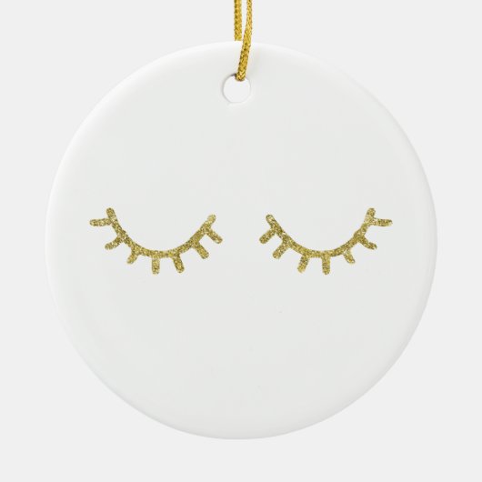 Gold Glitz Eyelashes Keramisch Ornament (Voorkant)