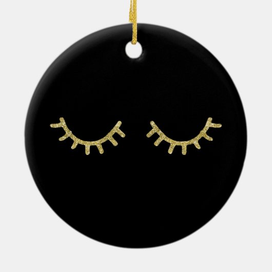 Gold Glitz Eyelashes Keramisch Ornament (Achterkant)