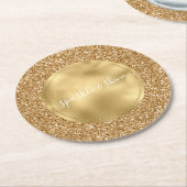 Gold Glitz Glam Glitter Sparkle Ronde Kartonnen Onderzetter (Gebogen)