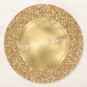 Gold Glitz Glam Glitter Sparkle Ronde Kartonnen Onderzetter (Voorkant)