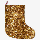 Gold Glitz Glam Sparkle Hearts Grote Kerstsok (Voorkant)