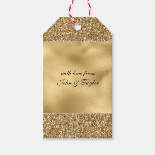 Gold Glitz Glitter Cadeaulabel (Voorkant)