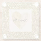 Gold Glitz Glitter Hartnaam Glazen Onderzetter (Achterkant)