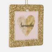 Gold Glitz Glitter Hartnaam Keramisch Ornament (Rechts)