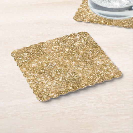 Gold Glitz Glitter Kartonnen Onderzetters (Gebogen)