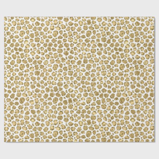 Gold Glitz Glitter Leopard Cadeaupapier (Vlak)