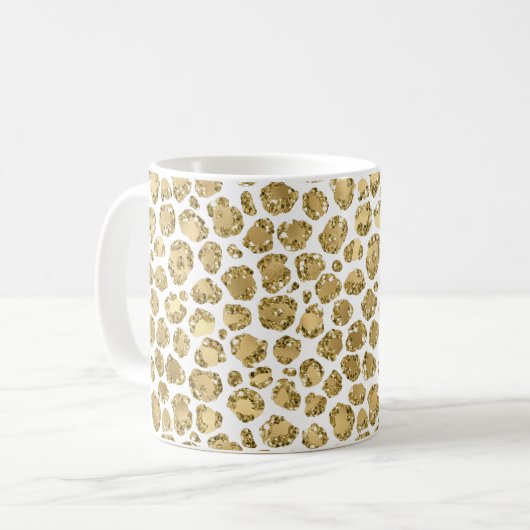 Gold Glitz Glitter Leopard Koffiemok (Voorkant links)