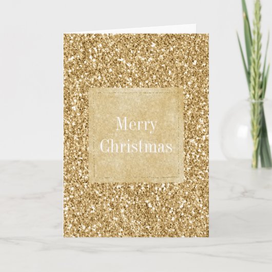 Gold Glitz Glitter Sparkle Kerstmis Kaart (Voorkant)