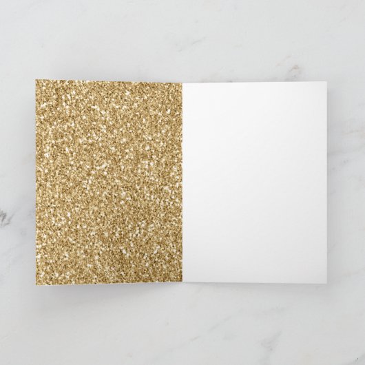 Gold Glitz Glitter Sparkle Kerstmis Kaart (Binnen)