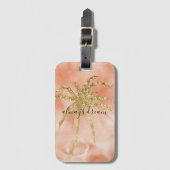 Gold Glitz Palm Tree Dream Peach Waterverf      Bagagelabel (Voorkant (verticaal))