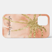 Gold Glitz Palm Tree Dream Peach Waterverf Case-Mate iPhone Case (Achterkant (horizontaal))