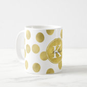 Gold Glitz Stippen Monogram Koffiemok (Voorkant links)
