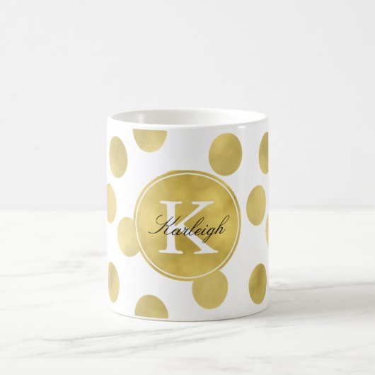 Gold Glitz Stippen Monogram Koffiemok (Center)