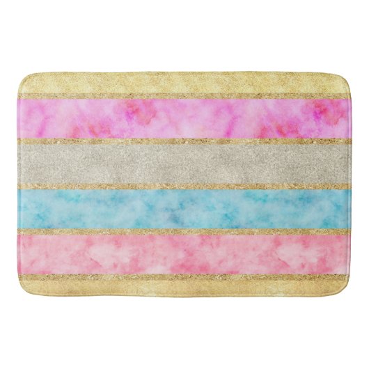 Gold Glitz Waterverf Stripes Badmat (Voorkant)