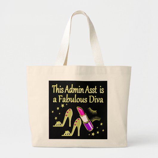 GOLD GLITZY ADMIN ASSISTANT DIVA DESIGN GROTE TOTE BAG (Voorkant)
