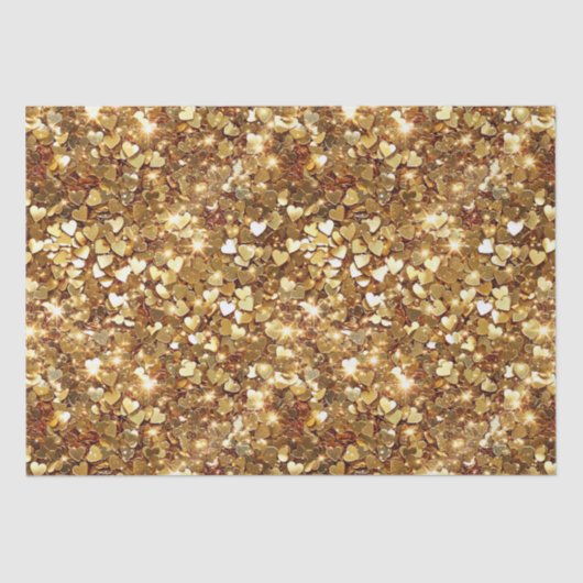Gold Glitzy Glam Sparkle Hearts Tissuepapier (Voorkant)