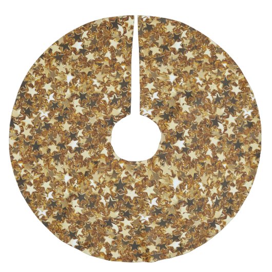 Gold Glitzy Glam Sparkle Stars Kerstboom Rok (Voorkant)