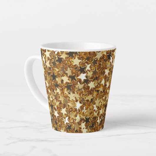 Gold Glitzy Glam Sparkle Stars Latte Mok (Linkerhoek)