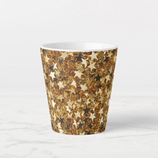 Gold Glitzy Glam Sparkle Stars Latte Mok (Voorkant)