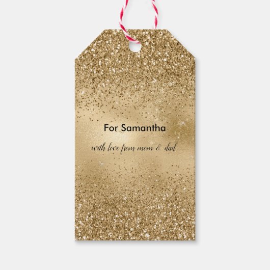 Gold Glitzy Glitter Cadeaulabel (Voorkant)