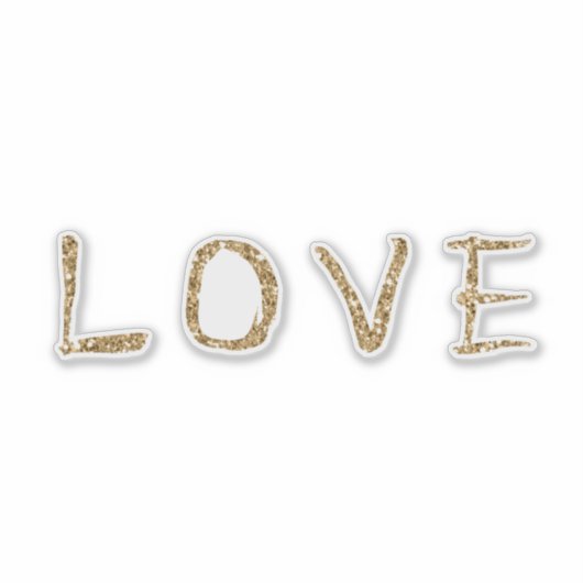 Gold Glitzy Glitter Glam Love Sticker (Voorkant)