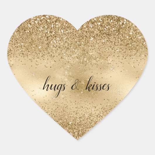 Gold Glitzy Glitter Hart Sticker (Voorkant)