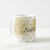 Gold Glitzy Glitter Hearts Koffiemok (Voorkant links)