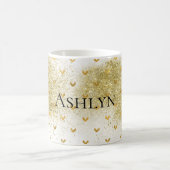 Gold Glitzy Glitter Hearts Koffiemok (Center)