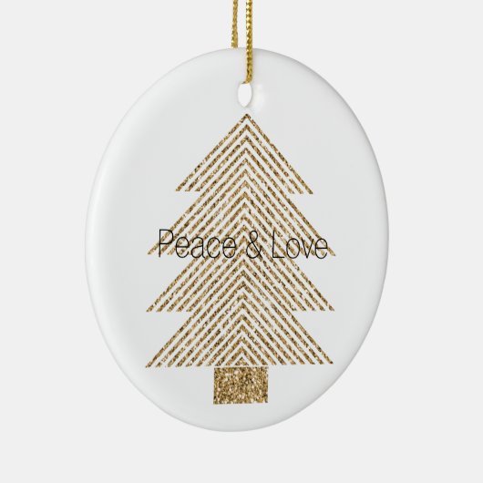 Gold Glitzy Glitter-kerstboom Keramisch Ornament (Rechts)