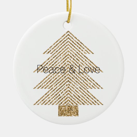 Gold Glitzy Glitter-kerstboom Keramisch Ornament (Voorkant)