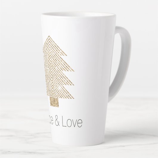Gold Glitzy Glitter-kerstboom    Latte Mok (Rechterhoek)