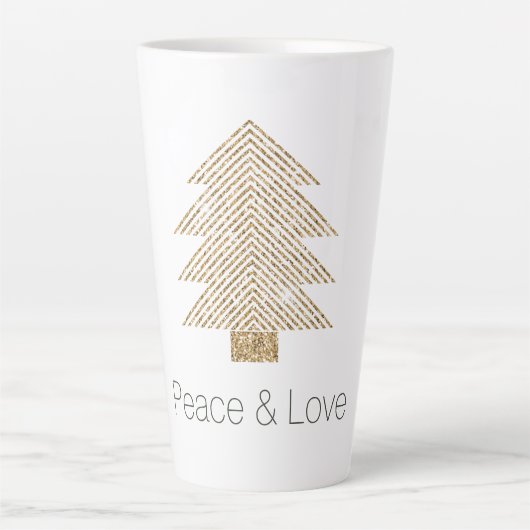 Gold Glitzy Glitter-kerstboom    Latte Mok (Voorkant)