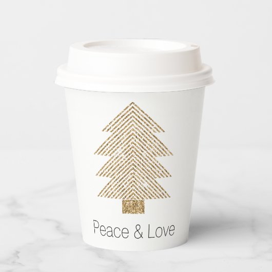 Gold Glitzy Glitter-kerstboom Papieren Bekers (Voorkant)