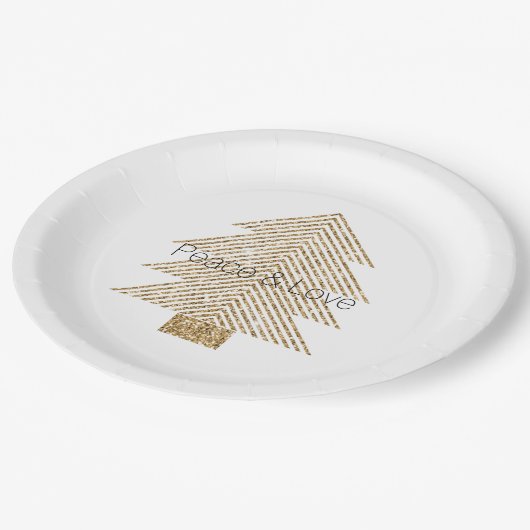 Gold Glitzy Glitter-kerstboom Papieren Bordje (Gekanteld)