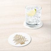 Gold Glitzy Glitter-kerstboom      Ronde Kartonnen Onderzetter (Insitu)