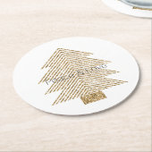 Gold Glitzy Glitter-kerstboom      Ronde Kartonnen Onderzetter (Gebogen)