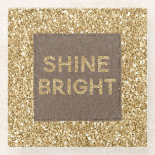 Gold Glitzy Glitter Shine Bright Glazen Onderzetter
