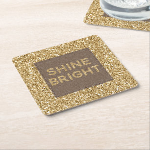 Gold Glitzy Glitter Shine Bright Kartonnen Onderzetters