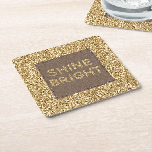 Gold Glitzy Glitter Shine Bright Kartonnen Onderzetters (Schuin)