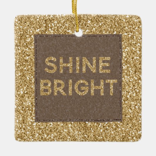 Gold Glitzy Glitter Shine Bright Keramisch Ornament (Voorkant)
