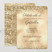 Gold Glitzy Glitter Sparkle Confetti Invitation Kaart (Voorkant / Achterkant)