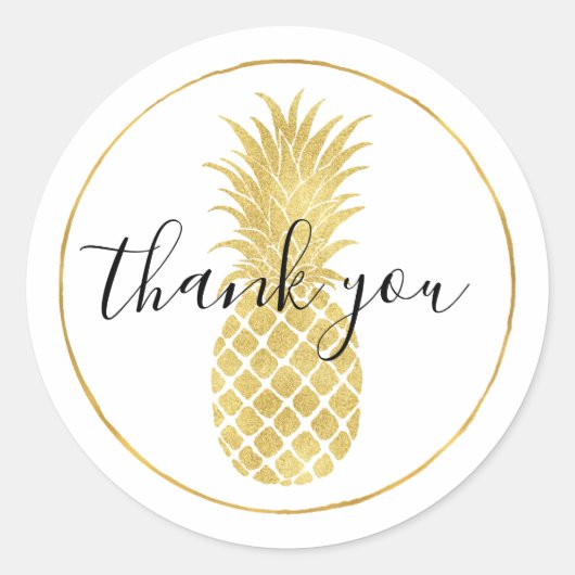 Gold Glitzy Pineappel Hartelijk dank Ronde Sticker (Voorkant)