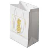 Gold Glitzy Pineappel Medium Cadeauzakje (Achterkant Gekanteld)