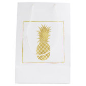 Gold Glitzy Pineappel Medium Cadeauzakje (Achterkant)