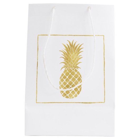 Gold Glitzy Pineappel Medium Cadeauzakje (Achterkant)